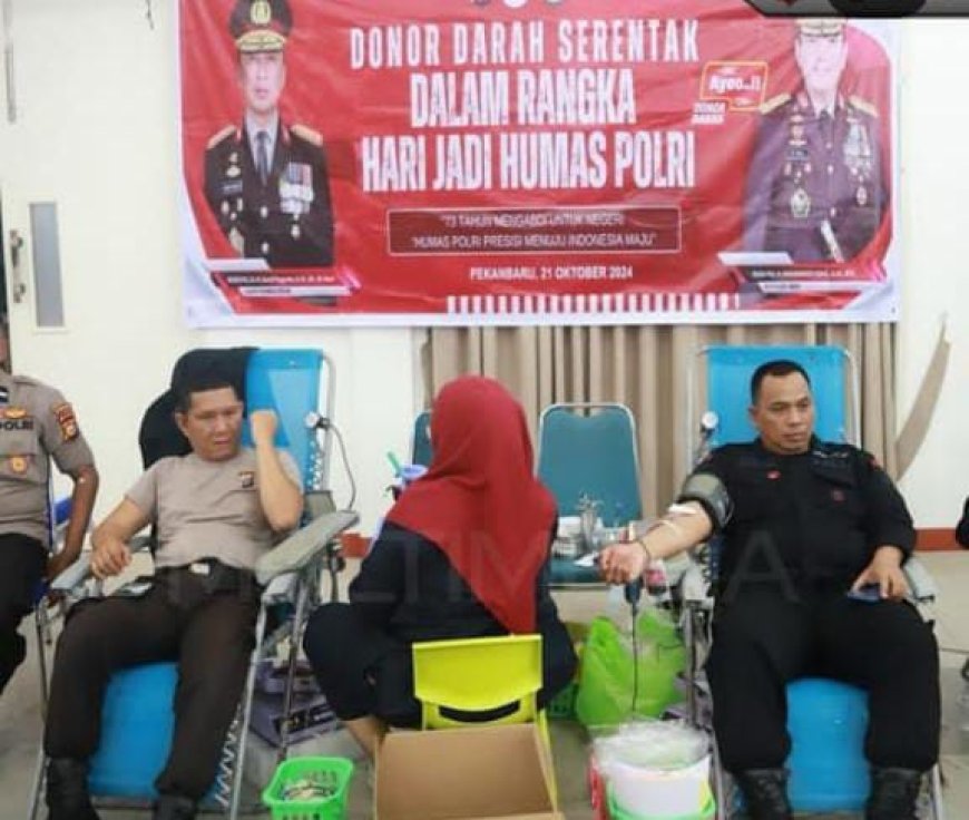 Polda Riau Gelar Donor Darah Serentak Sambut HUT Humas Polri ke-73