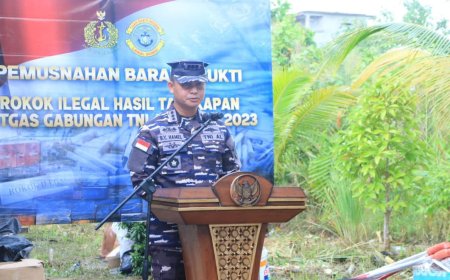 Rokok Ilegal Hasil Tangkapan Satgas Gabungan TNI AL Lanal Dumai Tahun 2023 Dimusnahkan, Kerugian Mencapai 300 Juta