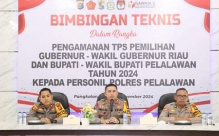 Polres Pelalawan Gelar Bimtek Kepada Personel Dalam Pengamanan TPS Pilkada Serentak