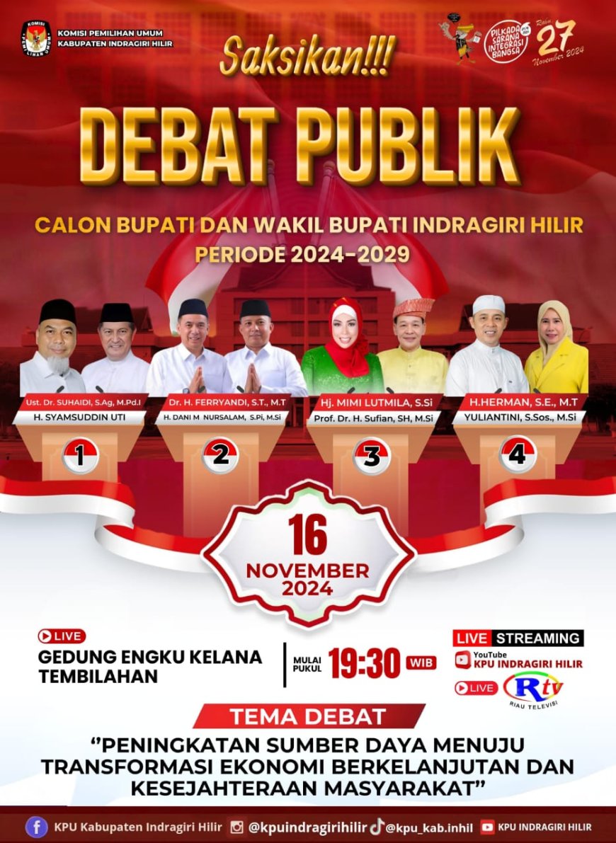 KPU Inhil Gelar Debat Calon Bupati dan Wakil Bupati 