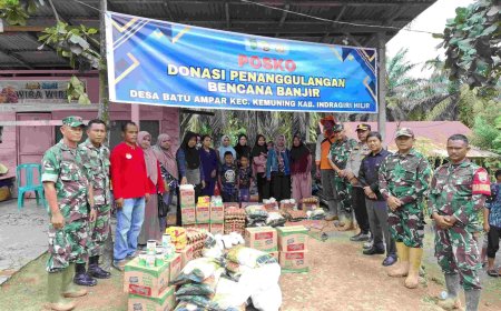 Kodim 0314/Inhil Salurkan Bantuan untuk Korban Banjir di Dusun Nibul Desa Batu Ampar