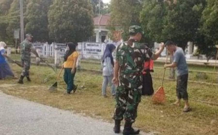 Jumat Bersih Babinsa Koramil 01/Bkn Bersama Perangkat Desa Dan Masyarakat Gelar Goro Bersama