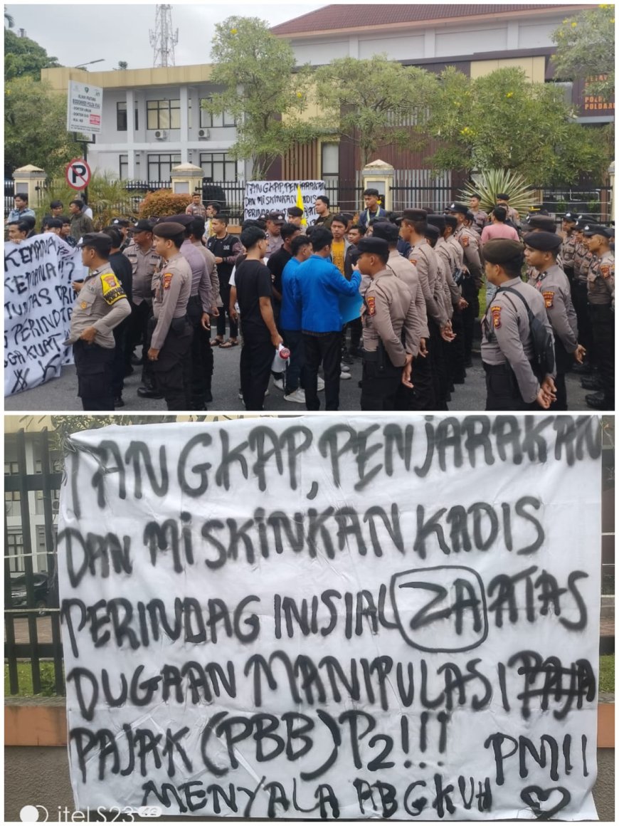 PMII Kota Pekanbaru Gelar Aksi Unjuk Rasa Jilid 2 di Mapolda Riau, Desak KPK Periksa Kadis Perindag Pekanbaru