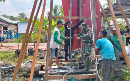 Pra TMMD ke-123, Personel Kodim 0314/Inhil Bangun Sumur Bor di Desa Mumpa