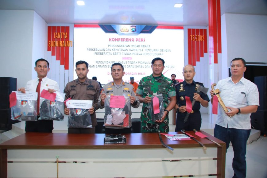 Polres Inhil Konferensi Pers Hasil Tindak Kasus Awal Tahun 2025