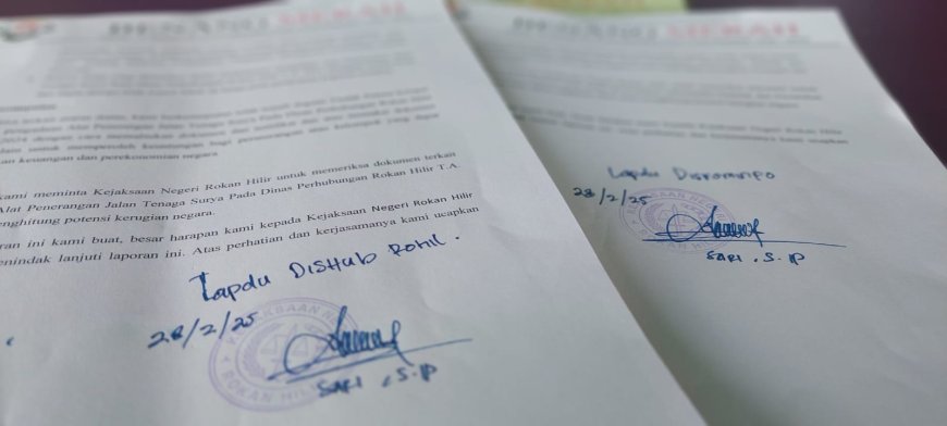 Dugaan Korupsi  di Dishub dan Diskominfo Rohil Resmi Dilaporkan ke Kejari