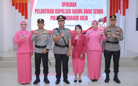 Polres Inhil Lantik Iptu Andi Fernando Purba sebagai Kapolsek Gaung Anak Serka