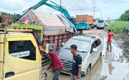 Seperti Kubangan Kerbau, Inilah Potret Jalan Lintas Bono di Pelalawan
