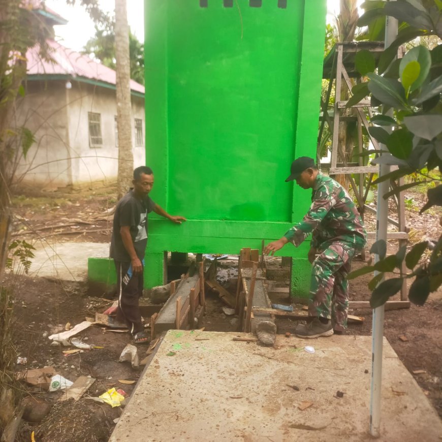 TMMD ke-123, Personel Kodim 0314/Inhil Laksanakan Pembersihan Sisa Material Pembangunan MCK