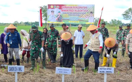 Dukung Swasembada Pangan, Dandim 0314/Inhil Hadiri Penanaman Padi Serentak di Tempuling