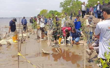 Peringati Hari Lingkungan Hidup Sedunia, Danramil 06/Kateman dan Forkopimcam Tanam Pohon Mangrove
