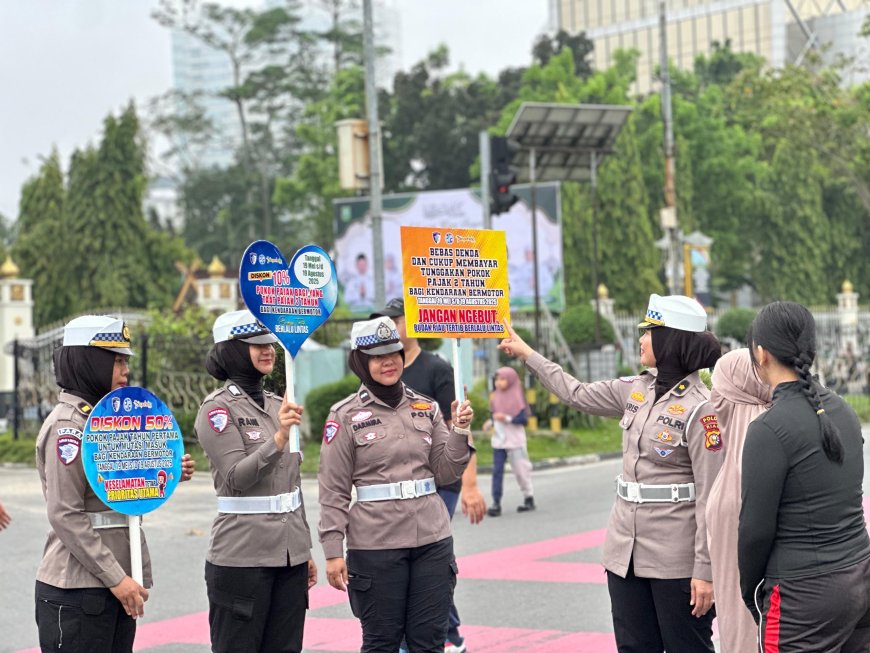 Sempena Harlah Pancasila, Ditlantas Polda Riau Gelar Kampanye Keselamatan Berlalu Lintas di CFD Pekanbaru