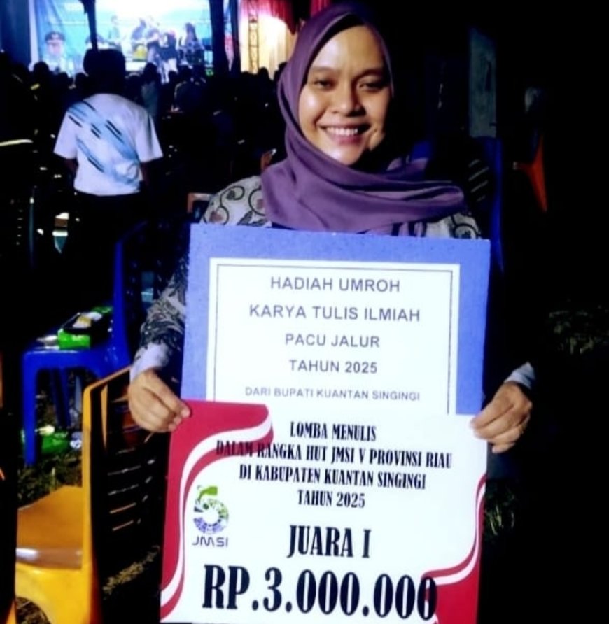 Luzi Diamanda Juara 1 Lomba Karya Tulis JMSI, Dapat Tiket Umroh dari Bupati Kuansing
