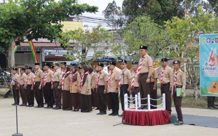 Bupati Inhil H. Herman Selaku Kamabicab Inhil Buka Kegiatan Perkemahan Hari Pramuka ke 64 2025 di Tembilahan